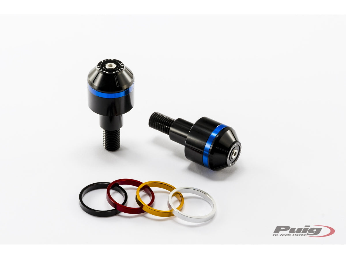 Puig Short Bar End Weights With Coloured Rim (Black)