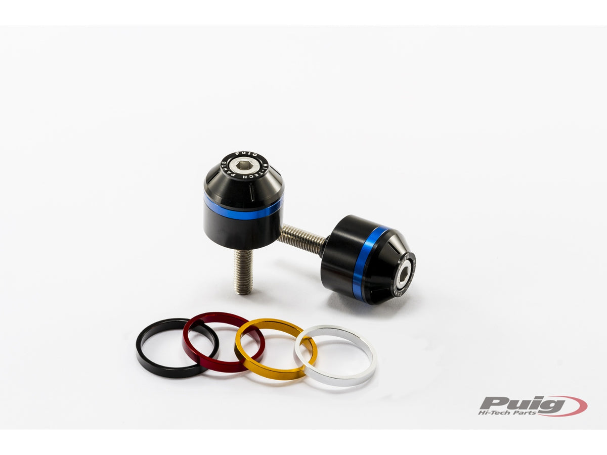 Puig Short Bar End Weights With Coloured Rim (Black)