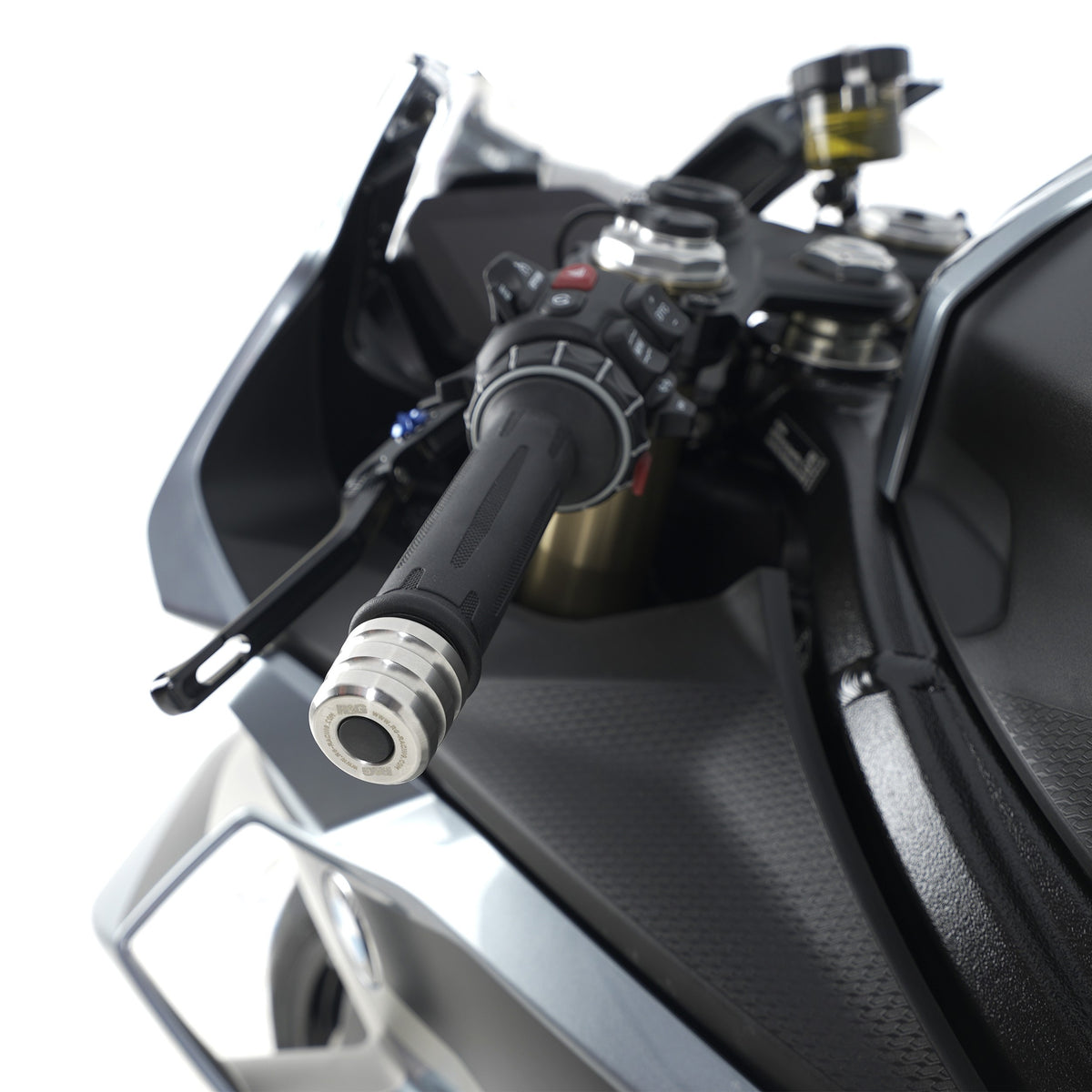 R&G Stainless Steel Bar End Sliders for the BMW M1000RR '21- '24, S1000RR '23- , Yamaha Tracer 9 '21- '24, Tracer 9 GT '21- & Tracer 9 GT Plus '25-