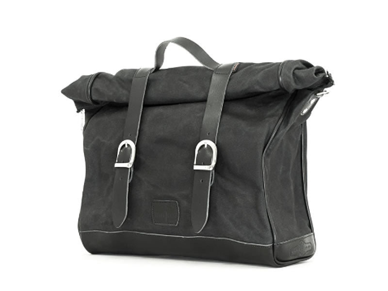 Black 18L Waxed Canvas Multifit Saddlebag By Longride CUS137WBLA