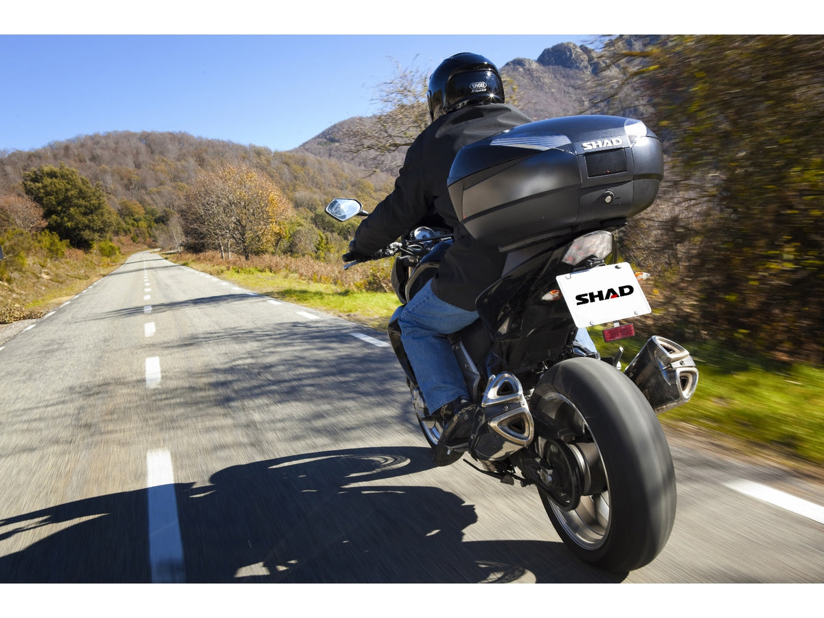 SHAD SH48 Top Box - Black / Dark Grey inc Backrest And Carbon Cover
