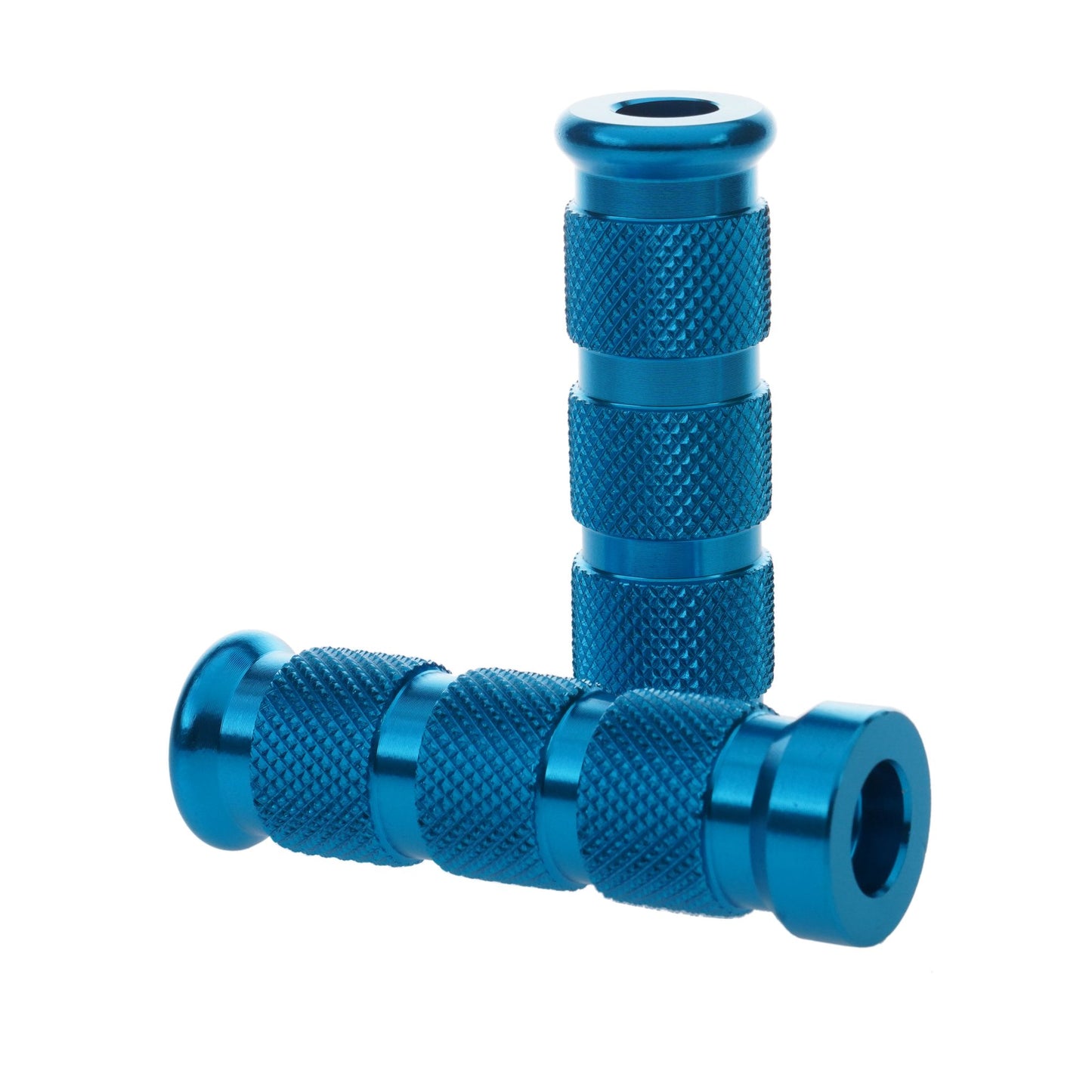 Aluminium Knurled Replacement Road/Track Footrest Pegs Round (Blue) - PAIR