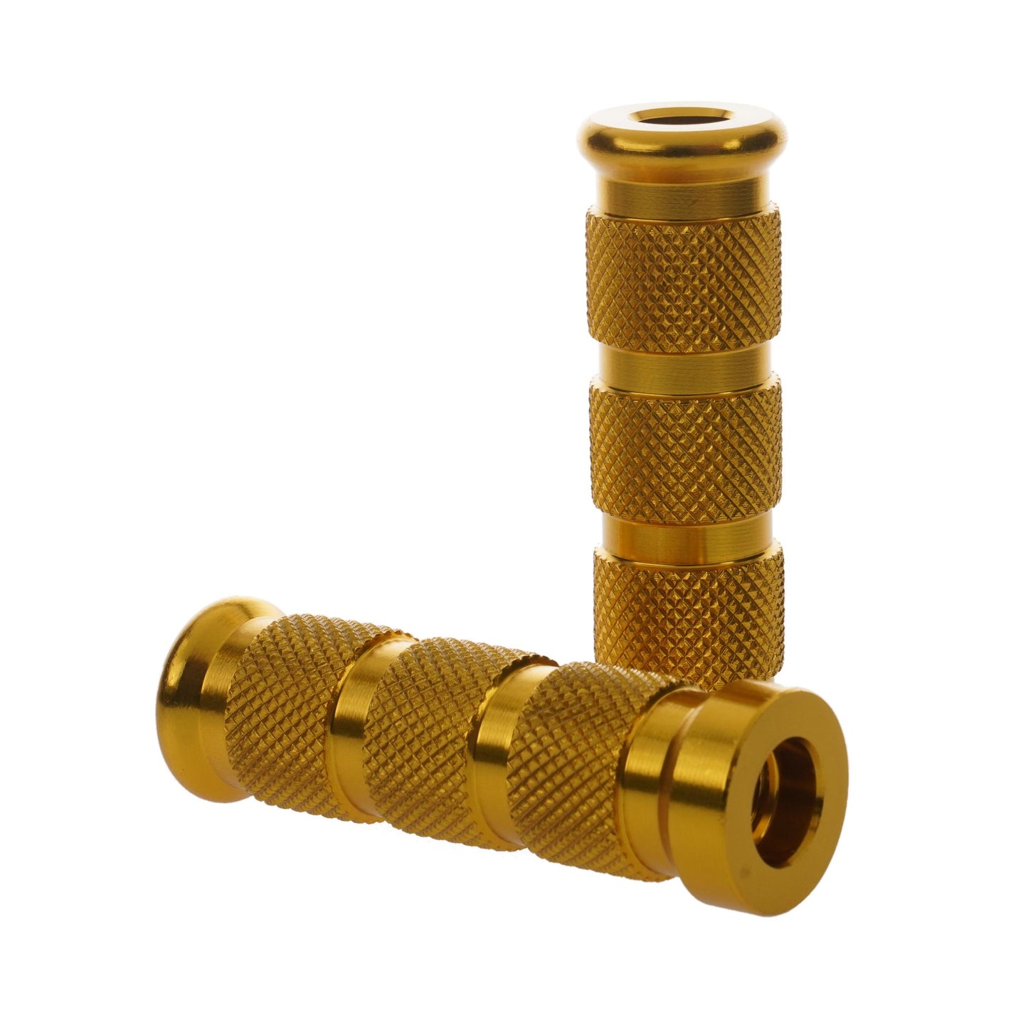 Aluminium Knurled Replacement Road/Track Footrest Pegs Round (Gold) - PAIR
