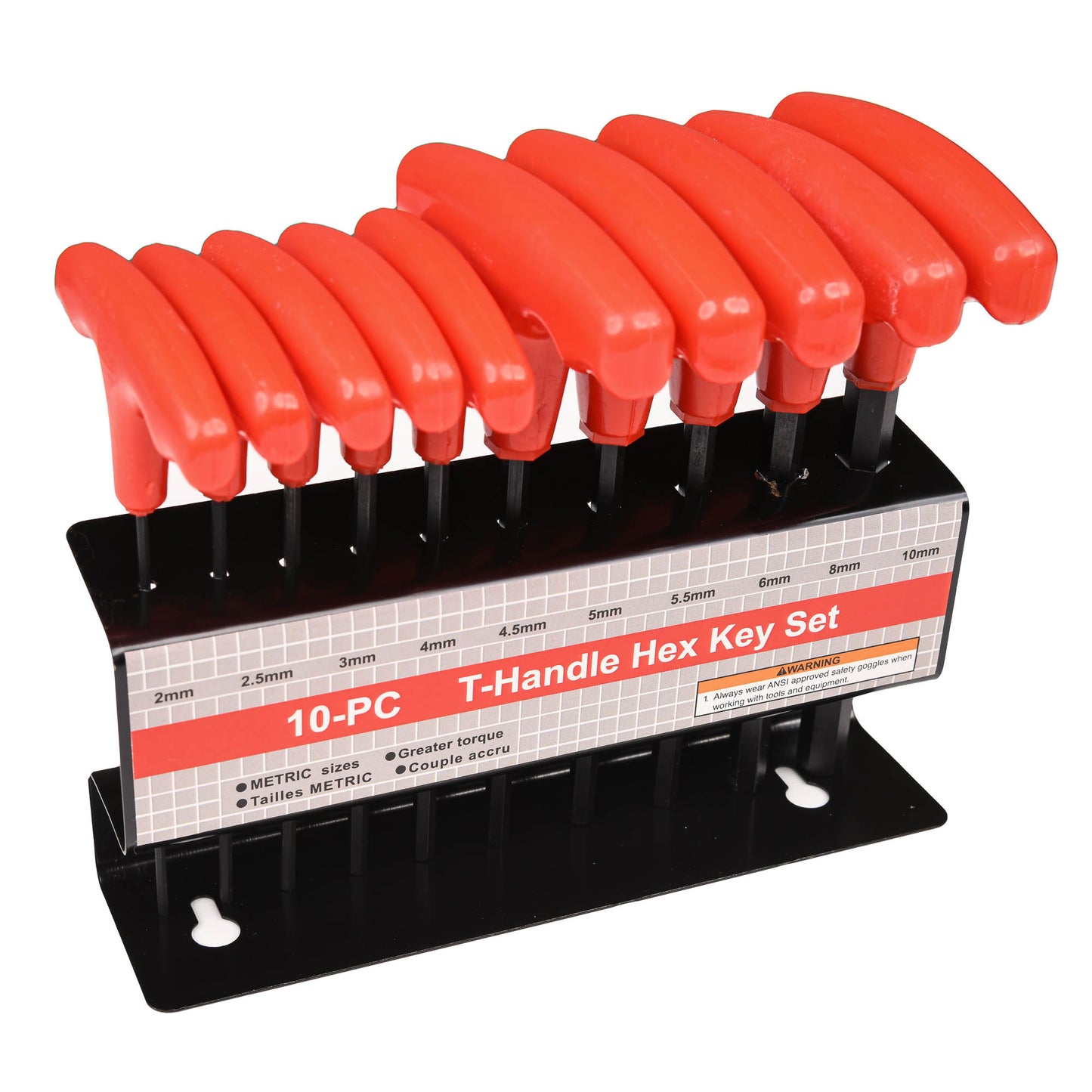 Bike It 10pc T-Handle Hexagon Key Sets With Rack