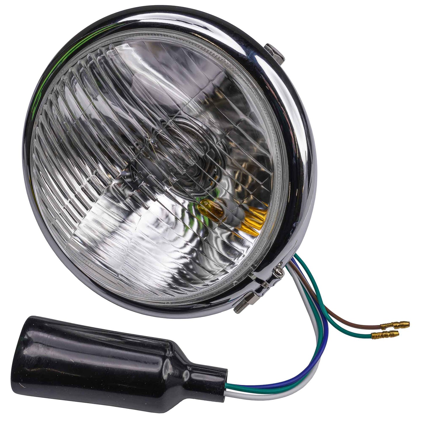 Bike It Universal Bates-style Chrome Headlight 5¾" Side Mount Left Dip