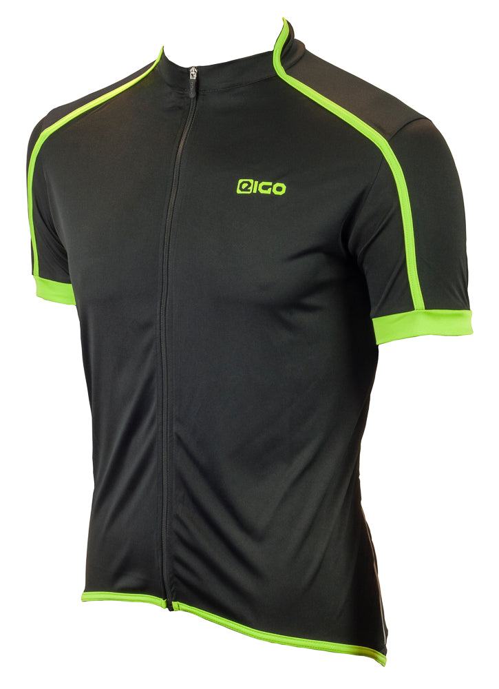 EIGO Classic Mens Short Sleeve Cycling Jersey Black / Green - S
