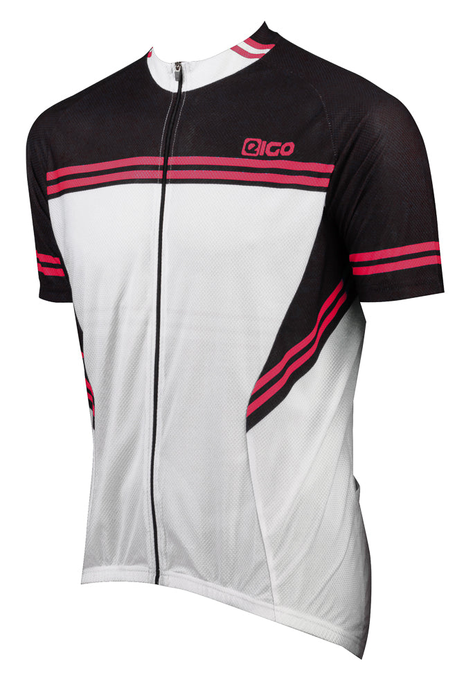 Eigo Diamond Mens Short Sleeve Cycling Jersey White / Black / Red - XL