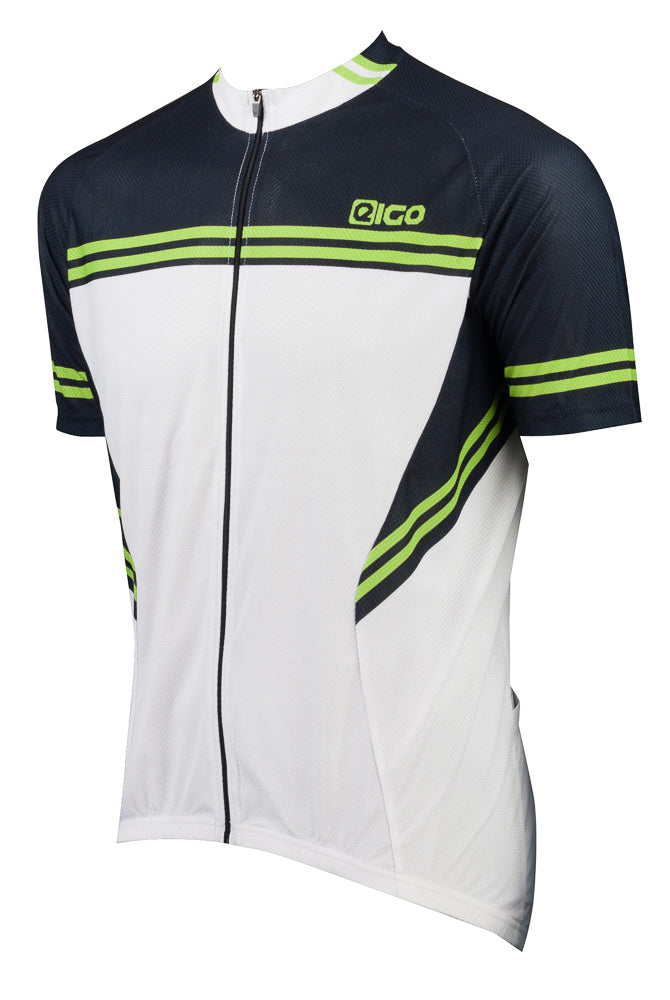 Eigo Diamond Mens Short Sleeve Cycling Jersey White / Black / Green - XL