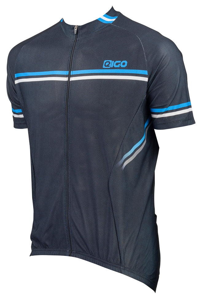 Eigo Diamond Mens Short Sleeve Cycling Jersey Black / Blue / White - M