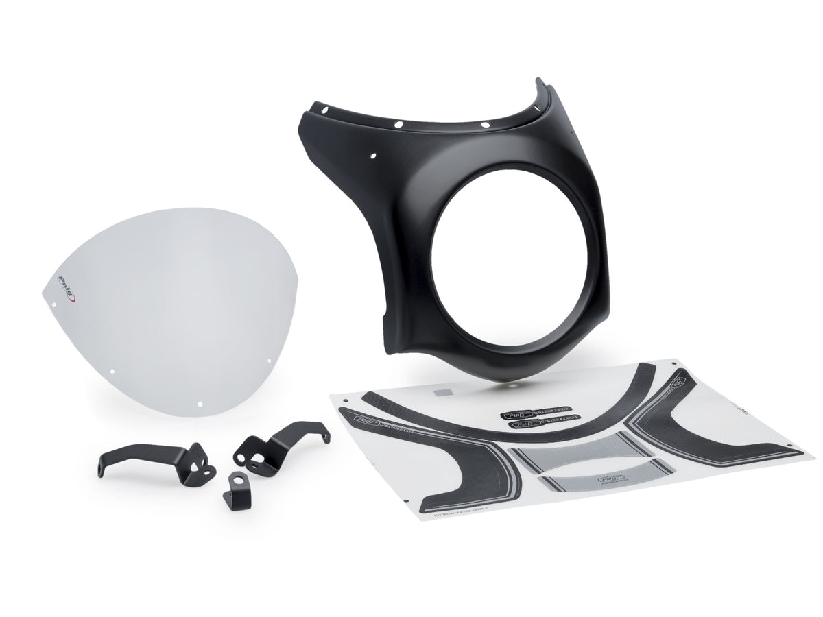 Retro Black Semi Fairing And Screen 180mm - Clear