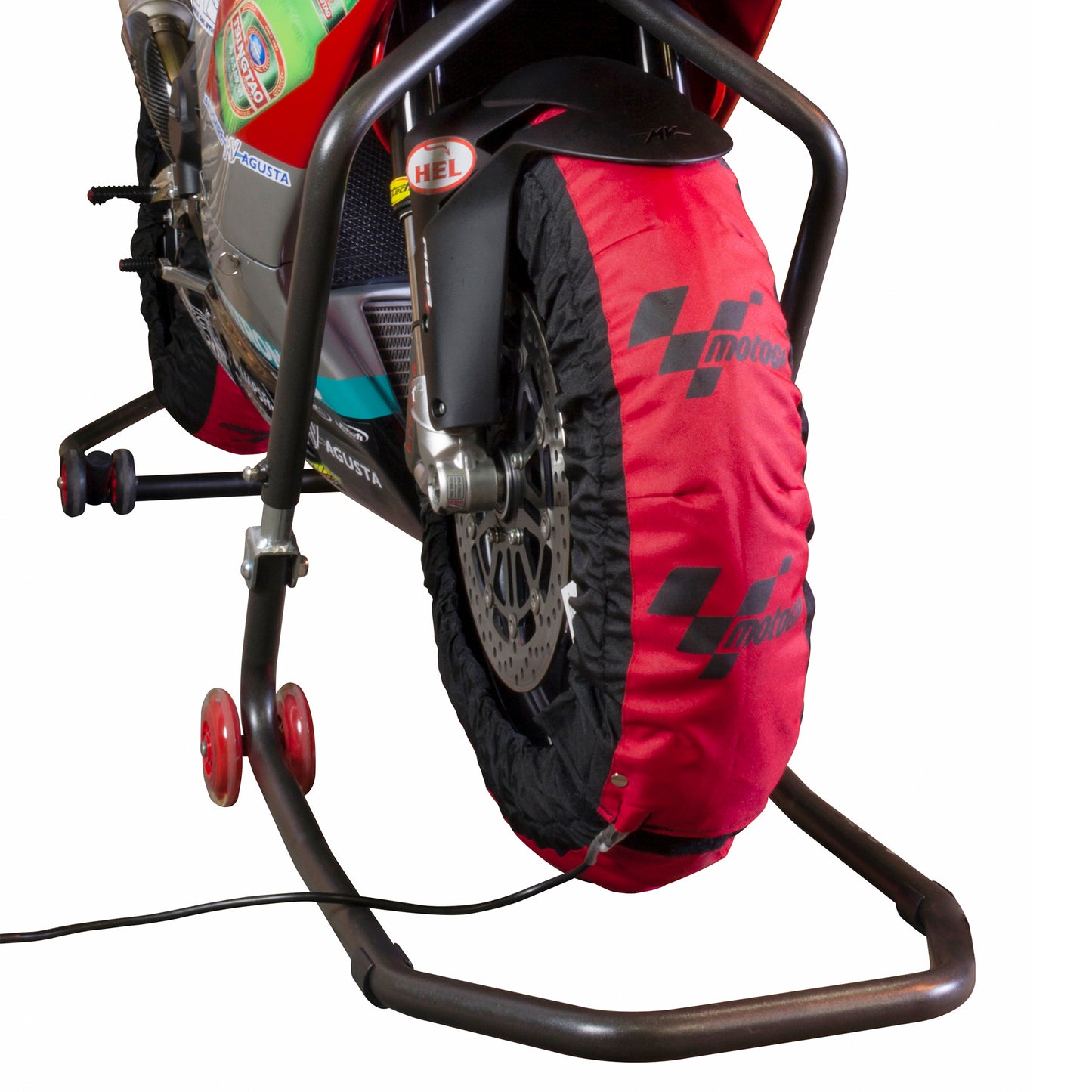 MotoGP Tyre Warmer Set for Front (120/70-17) and Rear (200/55-17) Tyres with EU 2 Pin Plug
