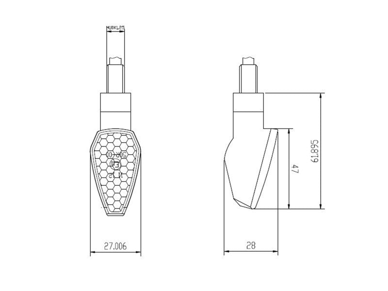 Peak LED Indicators Black Base 66 x 27mm