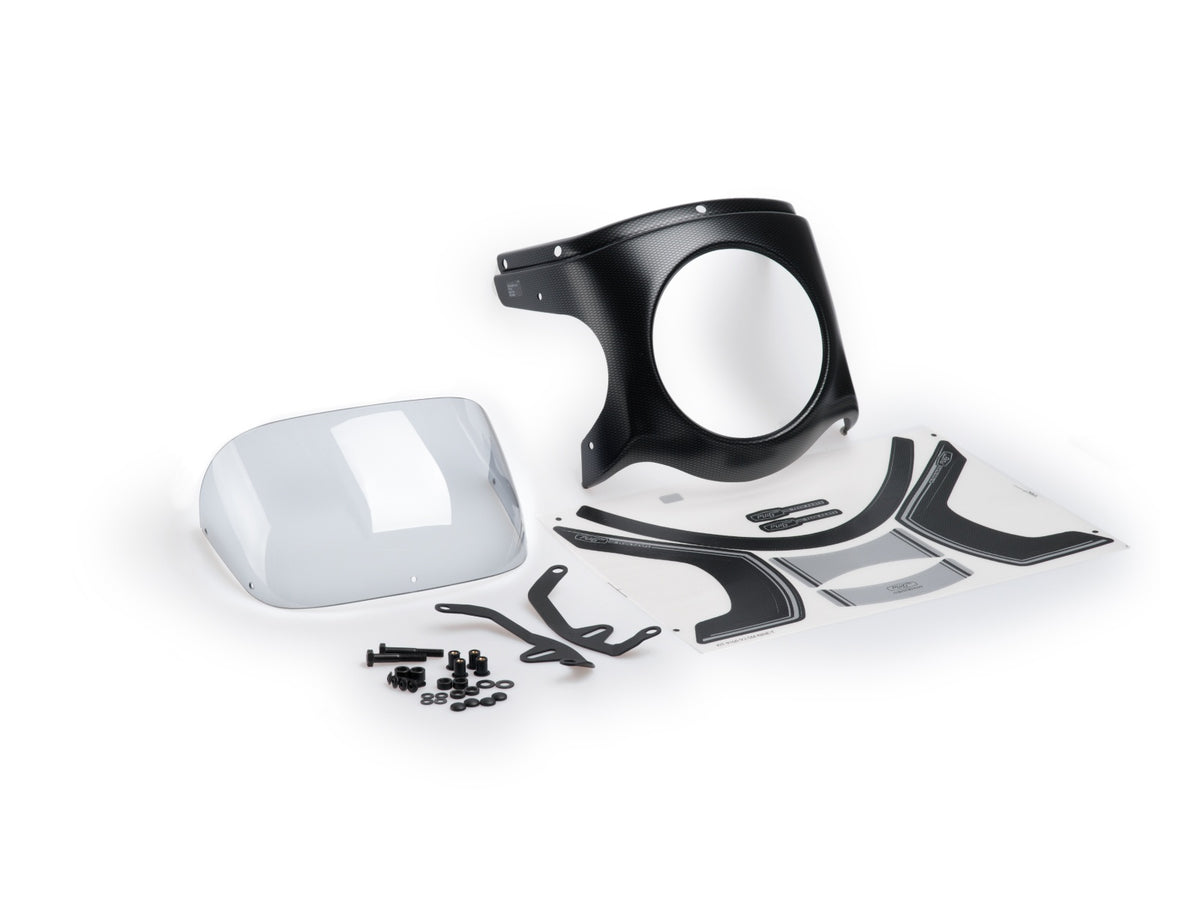 Retro Carbon Look Semi Fairing And Screen 180mm - Clear