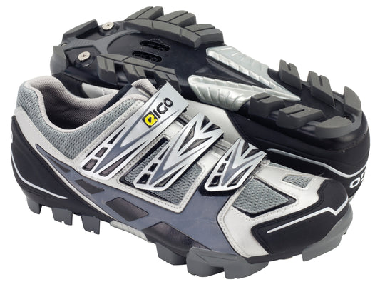 Eigo Epsilon MTB Shoe Nylon Sole Triple Velcro Strap - Silver/Grey 37 (UK 4.5)
