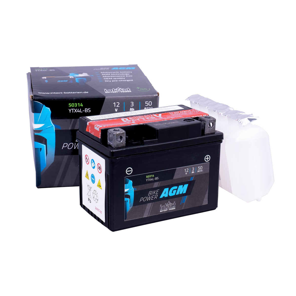 intAct YTX4L-BS Maintenance Free AGM Bike-Power Battery