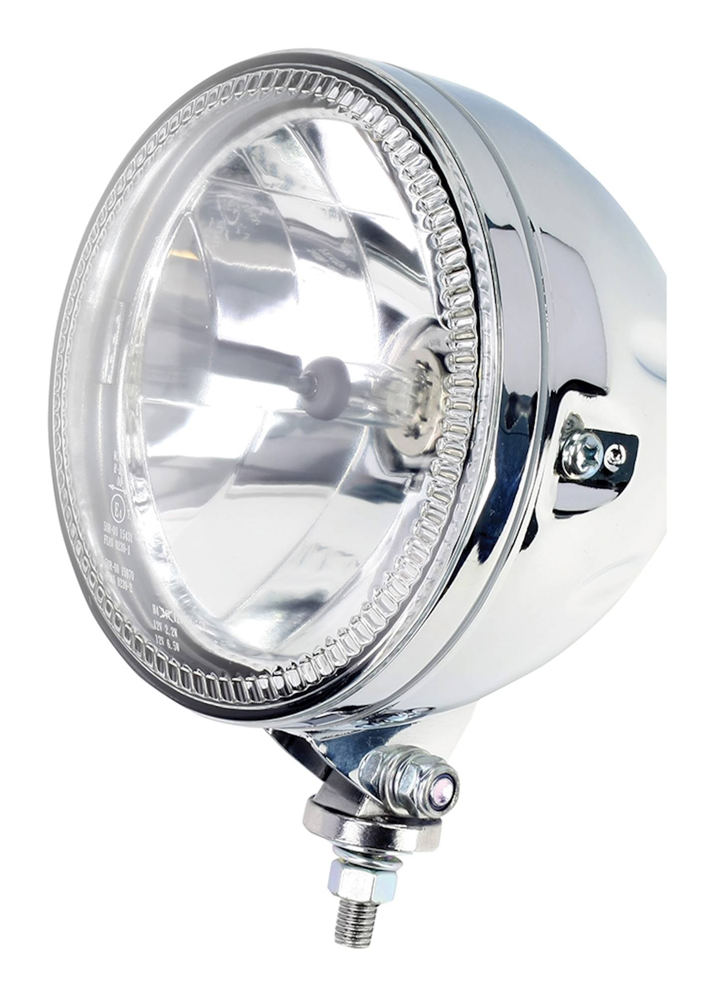Universal 5¾" Halo Headlight Bottom Mount High Chrome H4 12V 60/55W