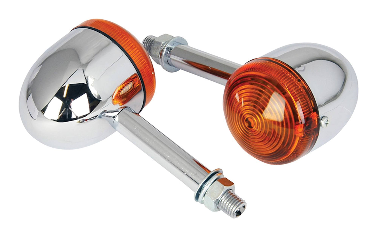 Bike It Long Stem Bullet Indicators With Chrome Body And Amber Lens