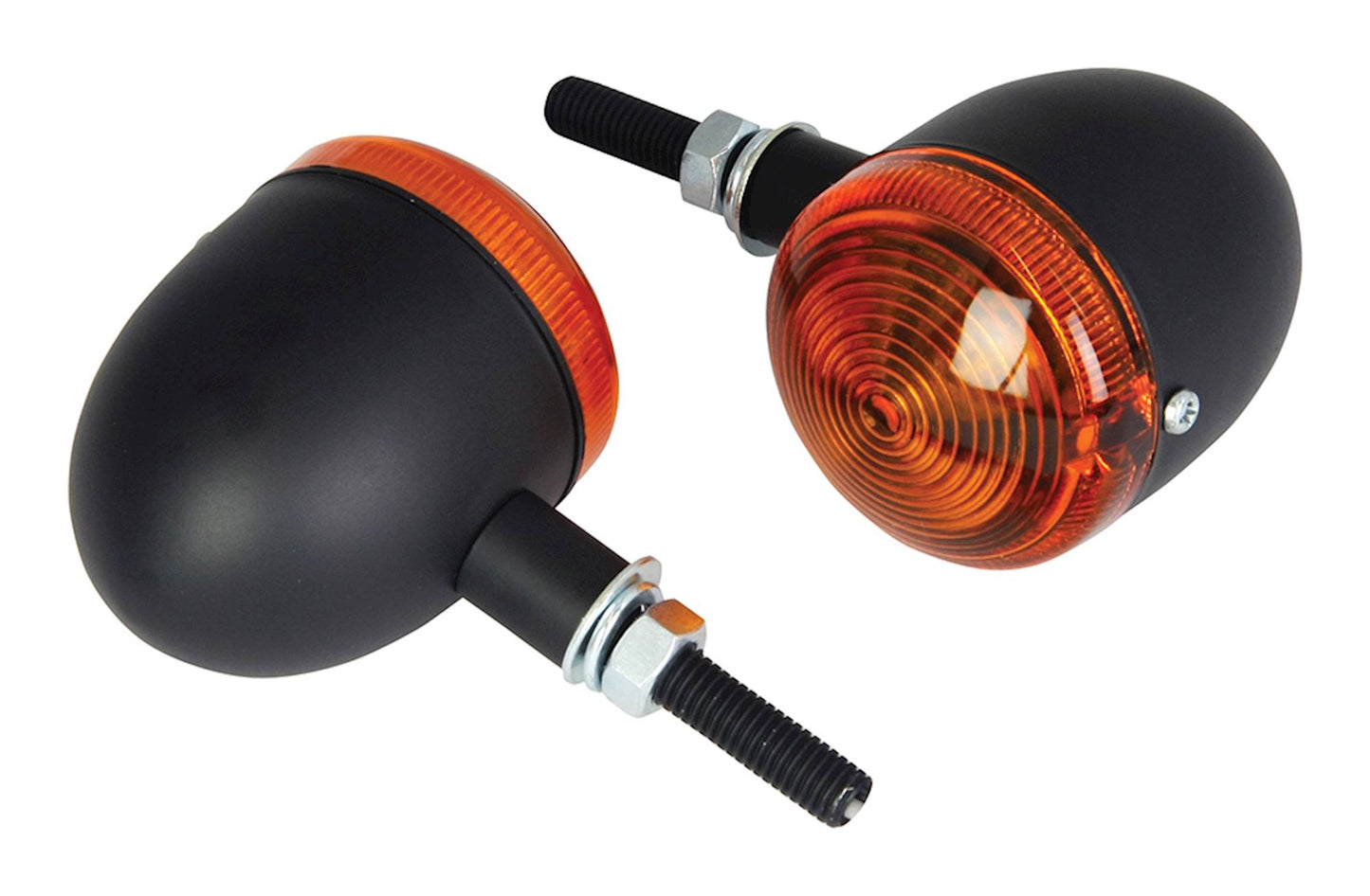 Bike It Short Stem Bullet Indicators With Black Body And Amber Lens