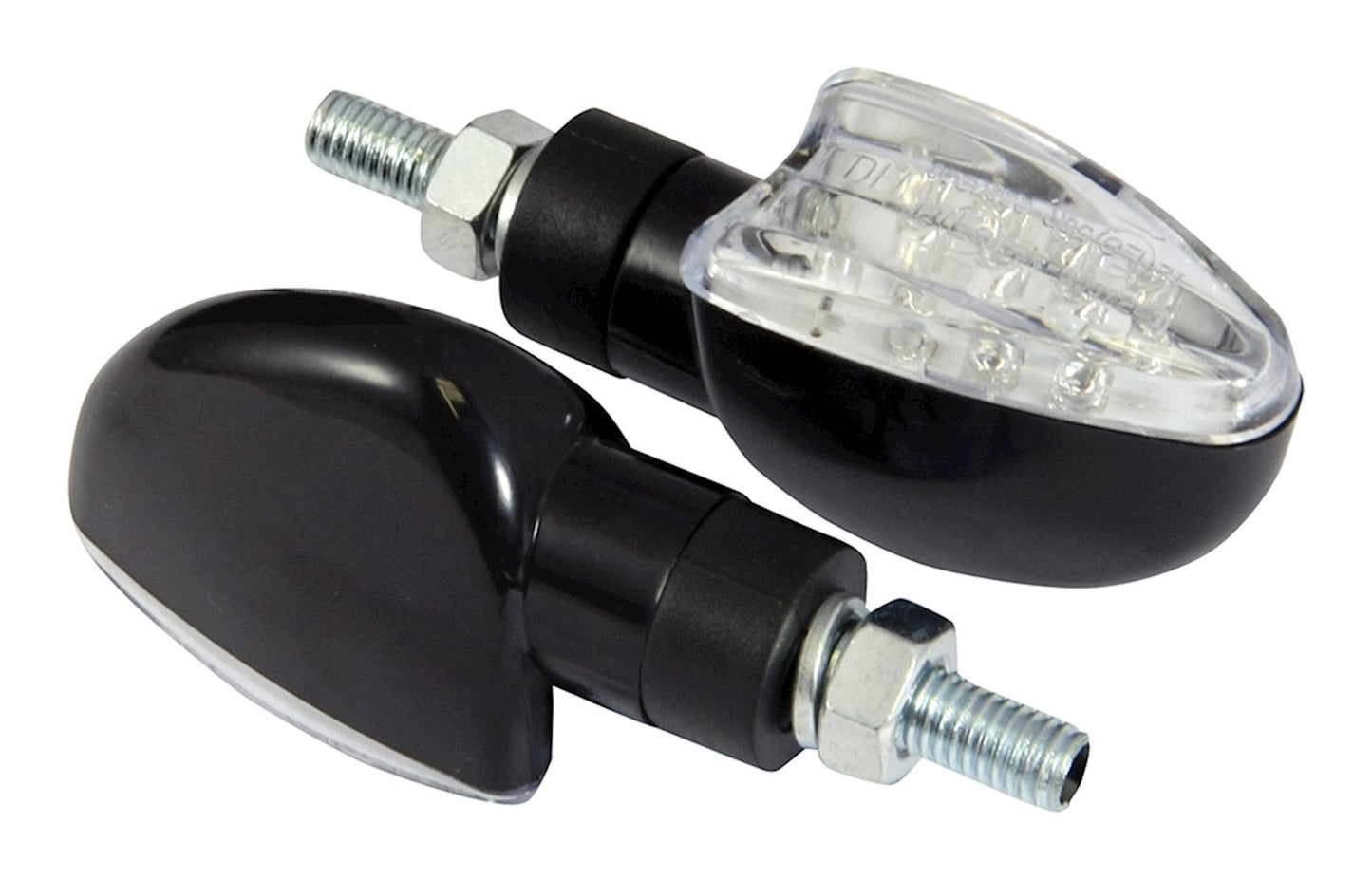 Bike It Short Stem LED Spear Indicators With Black Body And Clear Lens