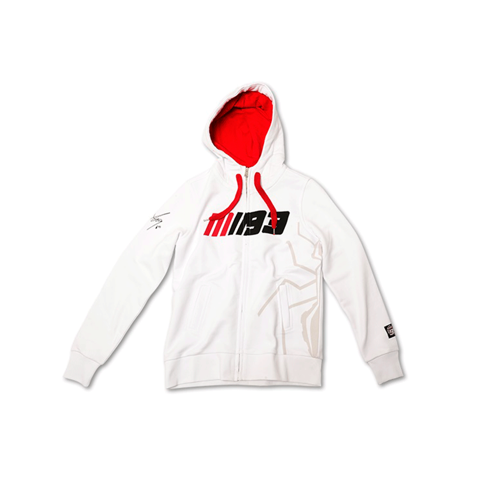 Marquez 93 White Large Ladies Zip Fleece Hoodie
