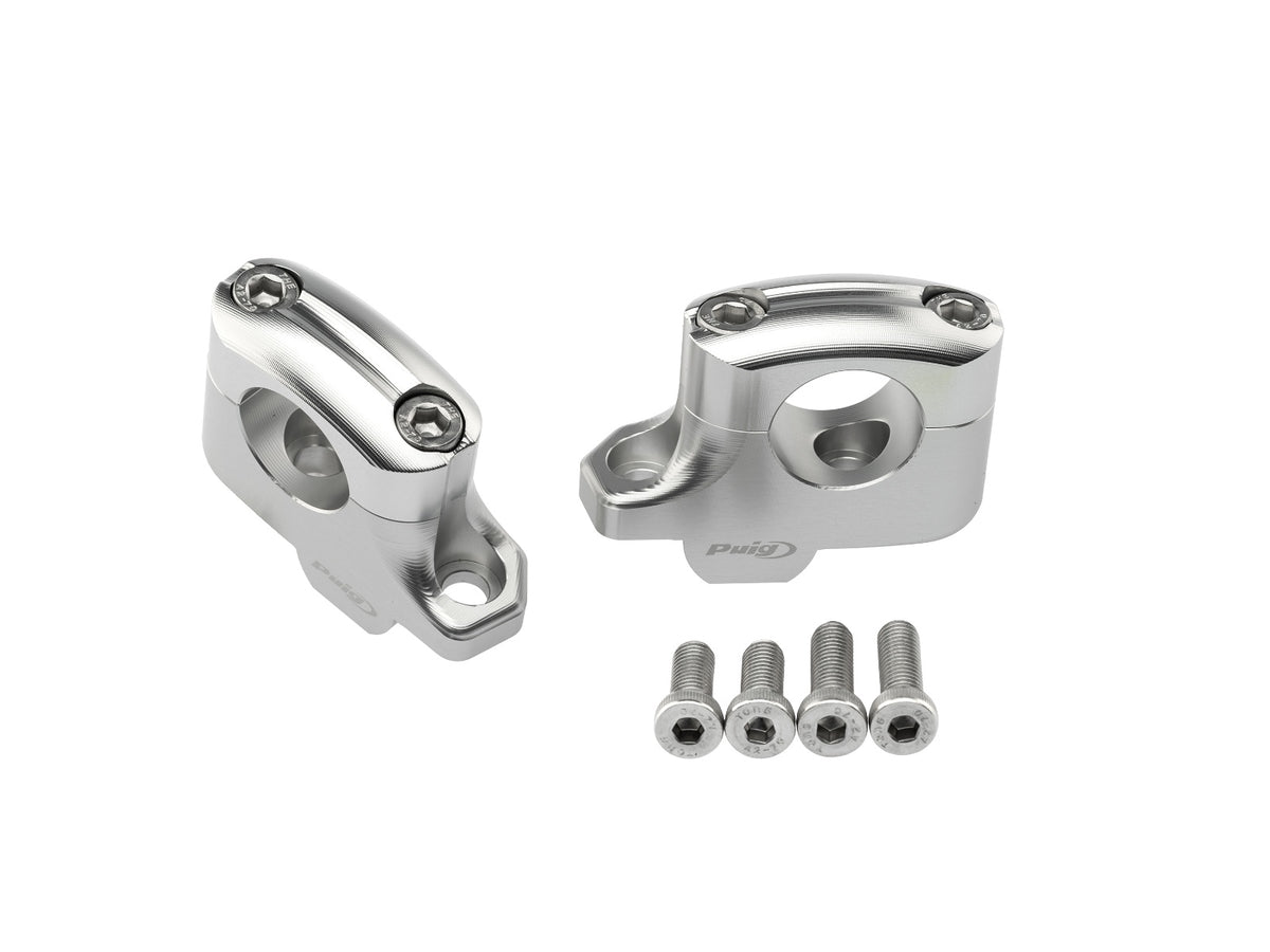20mm Pullback Bar Risers Offset 16mm - Silver