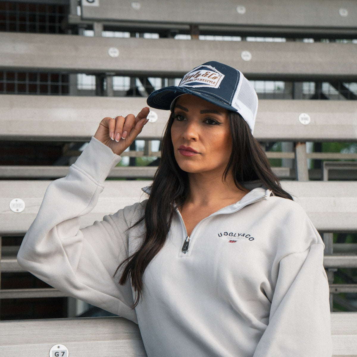 Night Blue & Gold Diamond Trucker Hat by Uggly & Co