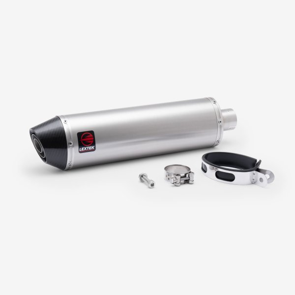 Lextek Stainless Steel RP1 Gloss S/Steel Oval Exhaust System 400mm for Suzuki GSX-S 1000 (21-24)