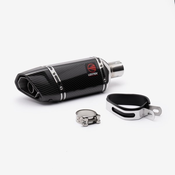 Lextek Stainless Steel SP11C Gloss Carbon Fibre Exhaust System 200mm for Suzuki GSX-S 1000 (21-24)