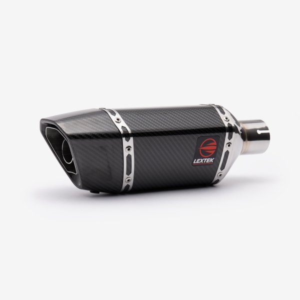 Lextek Stainless Steel SP11C Gloss Carbon Fibre Exhaust System 200mm for Suzuki GSX-S 1000 (21-24)