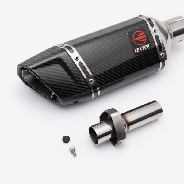 Lextek Stainless Steel SP11C Gloss Carbon Fibre Exhaust System 200mm for Suzuki GSX-S 1000 (21-24)