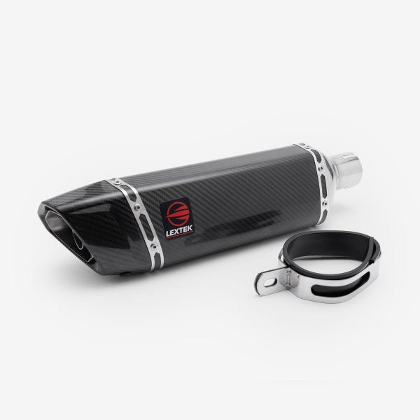 Lextek Stainless Steel SP9C Gloss Carbon Fibre Exhaust System 300mm for Suzuki GSX-S 1000 (21-24)