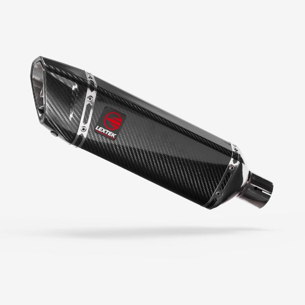 Lextek Stainless Steel SP9C Gloss Carbon Fibre Exhaust System 300mm for Suzuki GSX-S 1000 (21-24)