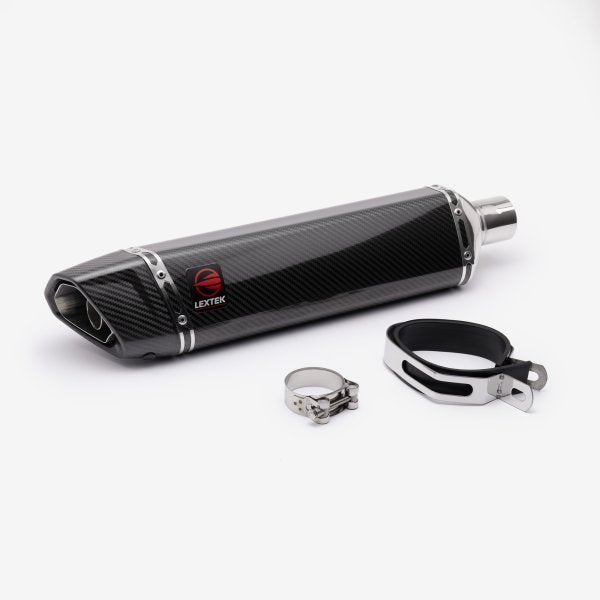 Lextek Stainless Steel SP7C Gloss Carbon Fibre Exhaust System 400mm for Suzuki GSX-S 1000 (21-24)