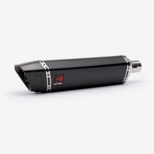 Lextek Stainless Steel SP7C Gloss Carbon Fibre Exhaust System 400mm for Suzuki GSX-S 1000 (21-24)