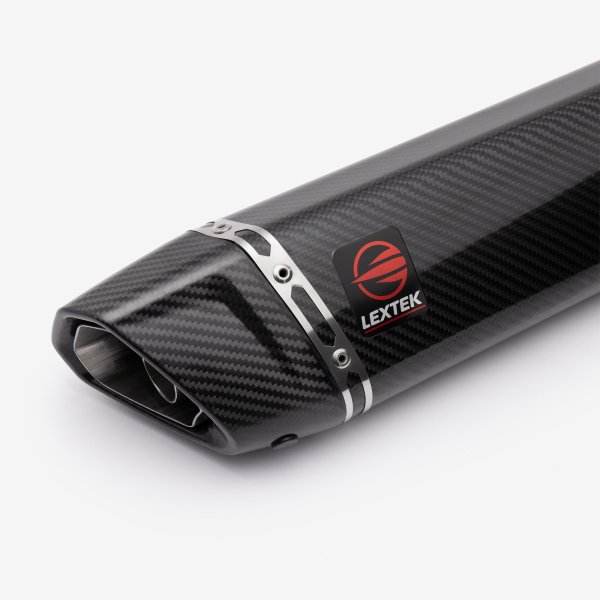 Lextek Stainless Steel SP7C Gloss Carbon Fibre Exhaust System 400mm for Suzuki GSX-S 1000 (21-24)
