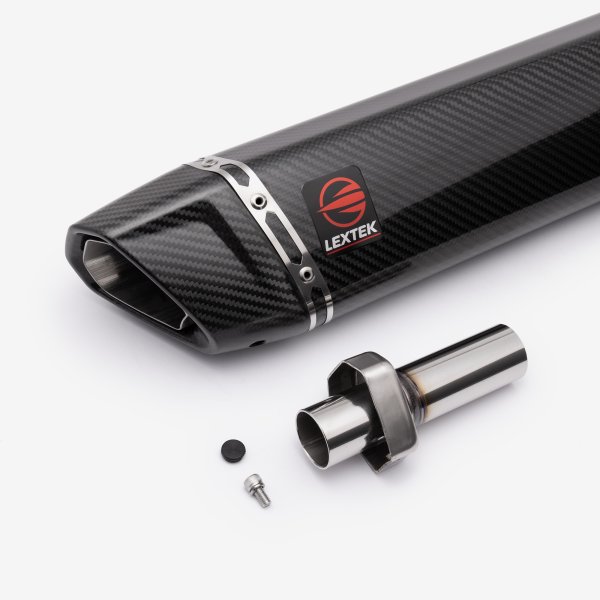 Lextek Stainless Steel SP7C Gloss Carbon Fibre Exhaust System 400mm for Suzuki GSX-S 1000 (21-24)