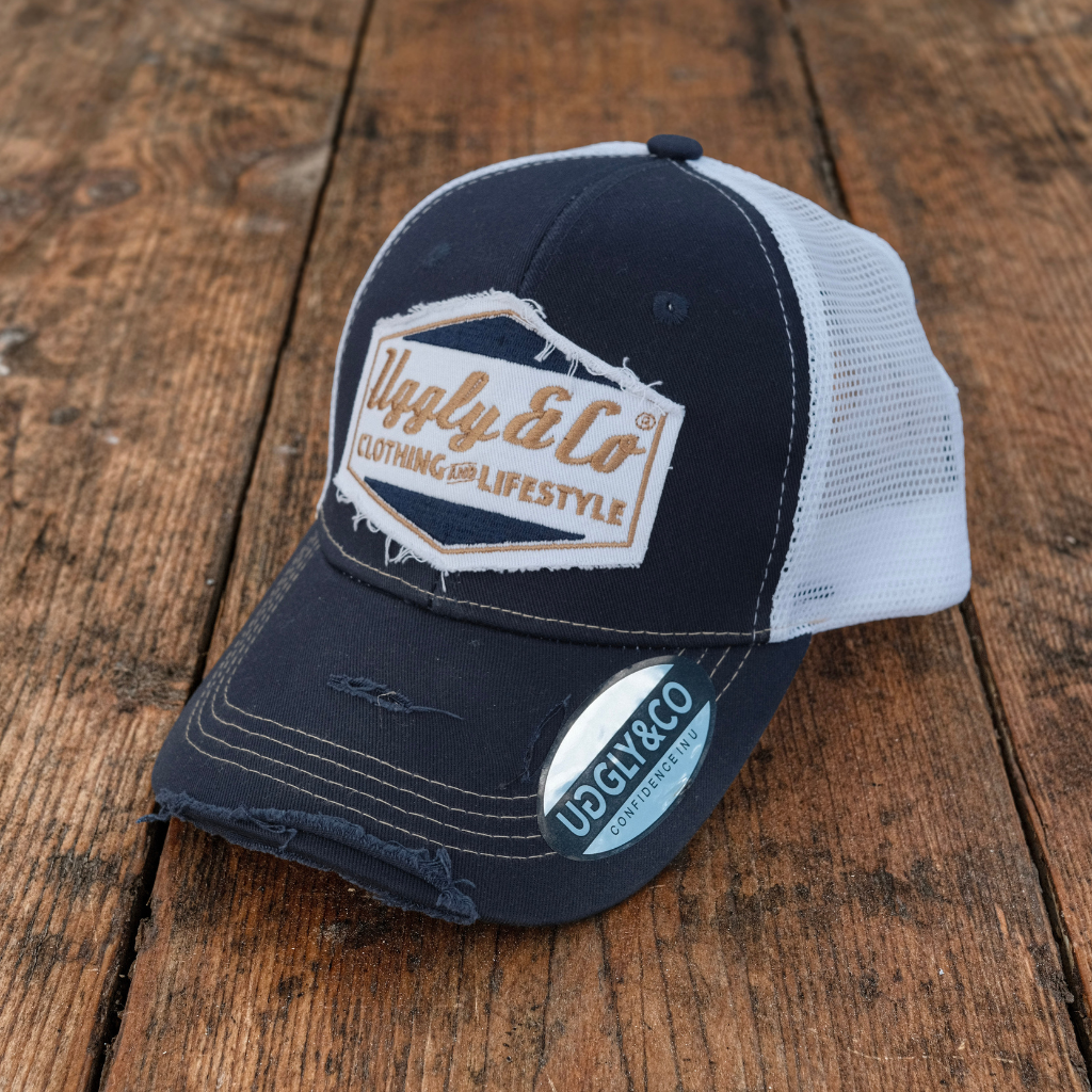 Night Blue & Gold Diamond Trucker Hat by Uggly & Co