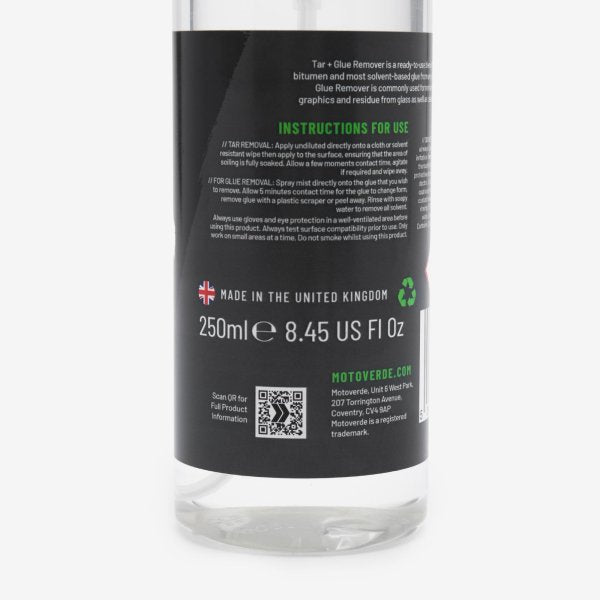 Motoverde Tar + Glue Remover 250ml for Motorcycle