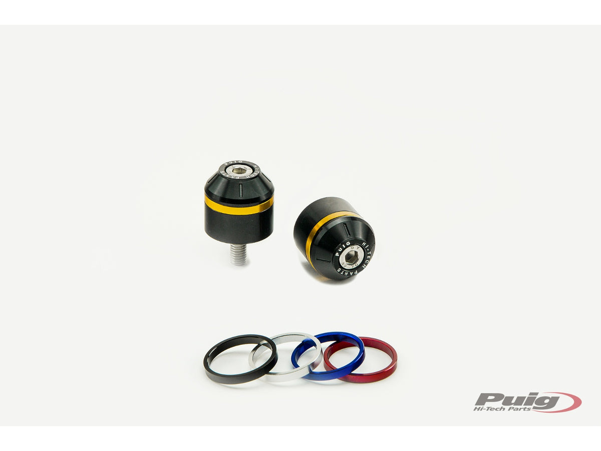 Puig Short Bar End Weights With Coloured Rim (Black)