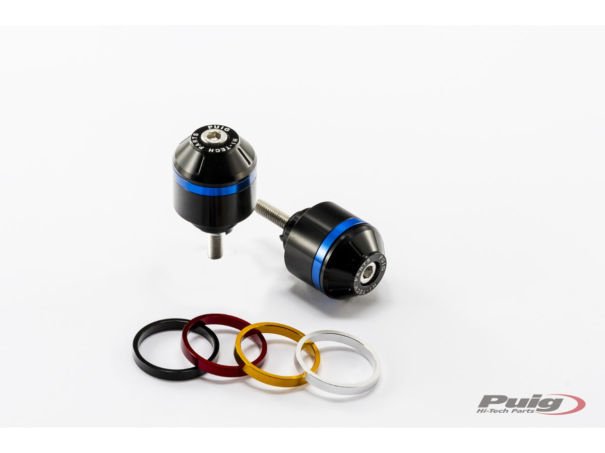 Puig Short Bar End Weights With Coloured Rim (Black)