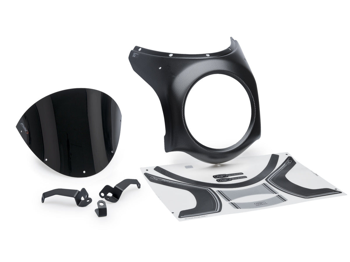 Retro Black Semi Fairing And Screen 180mm - Black