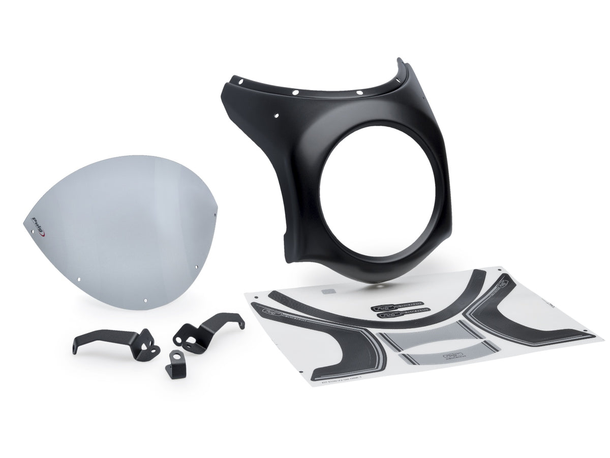 Retro Black Semi Fairing And Screen 180mm - Light Smoke