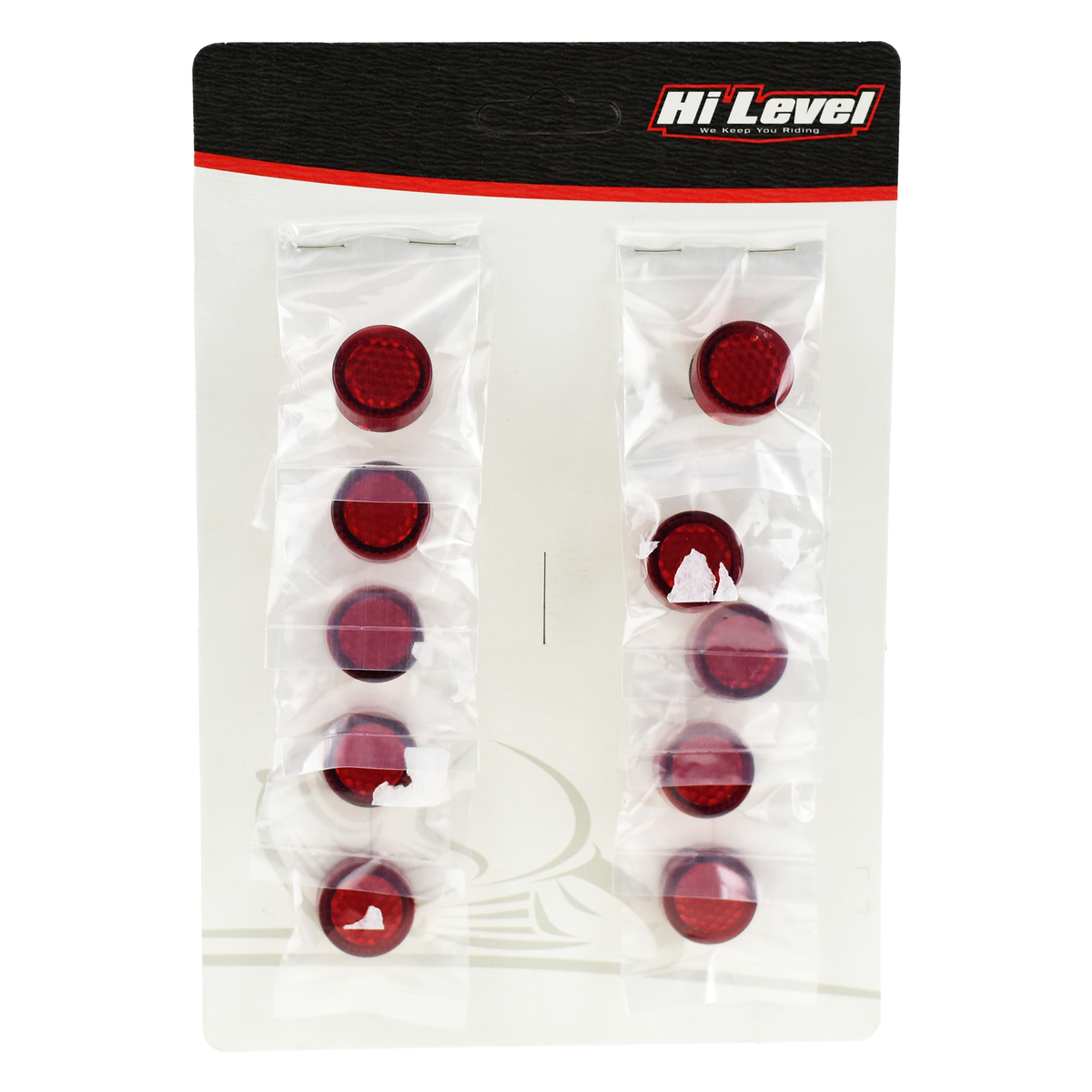Reflector Red Round Stick-on OD 20mm (10 Pack) - 611900 - Image 01