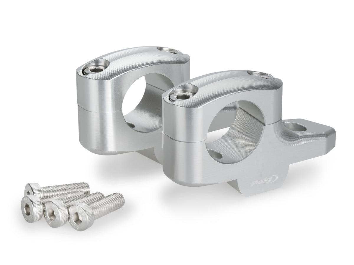 20mm Pullback Bar Risers Offset 16mm - Silver
