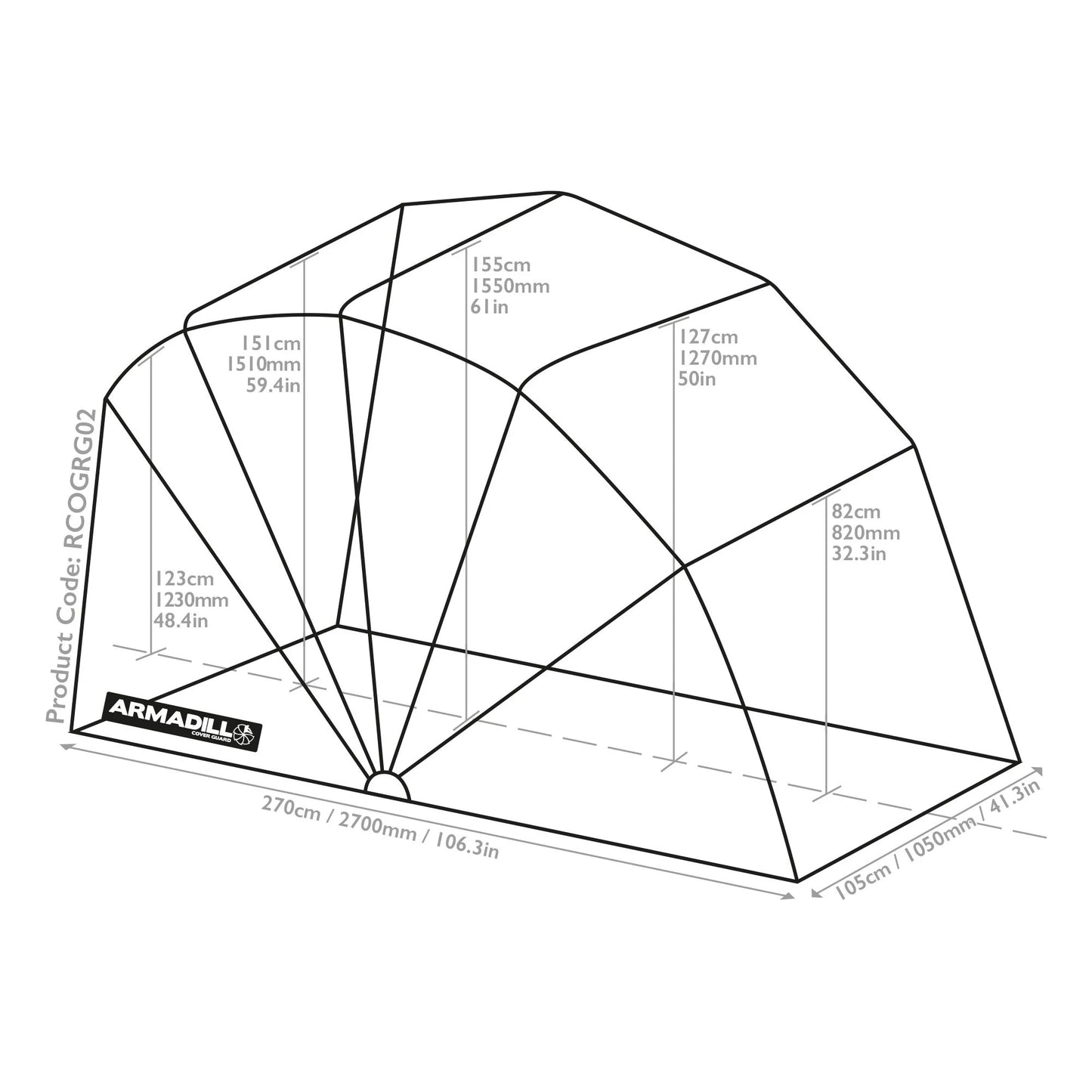 Armadillo Motorcycle Garage Shelter - Small (270cm X 105cm X 155cm)