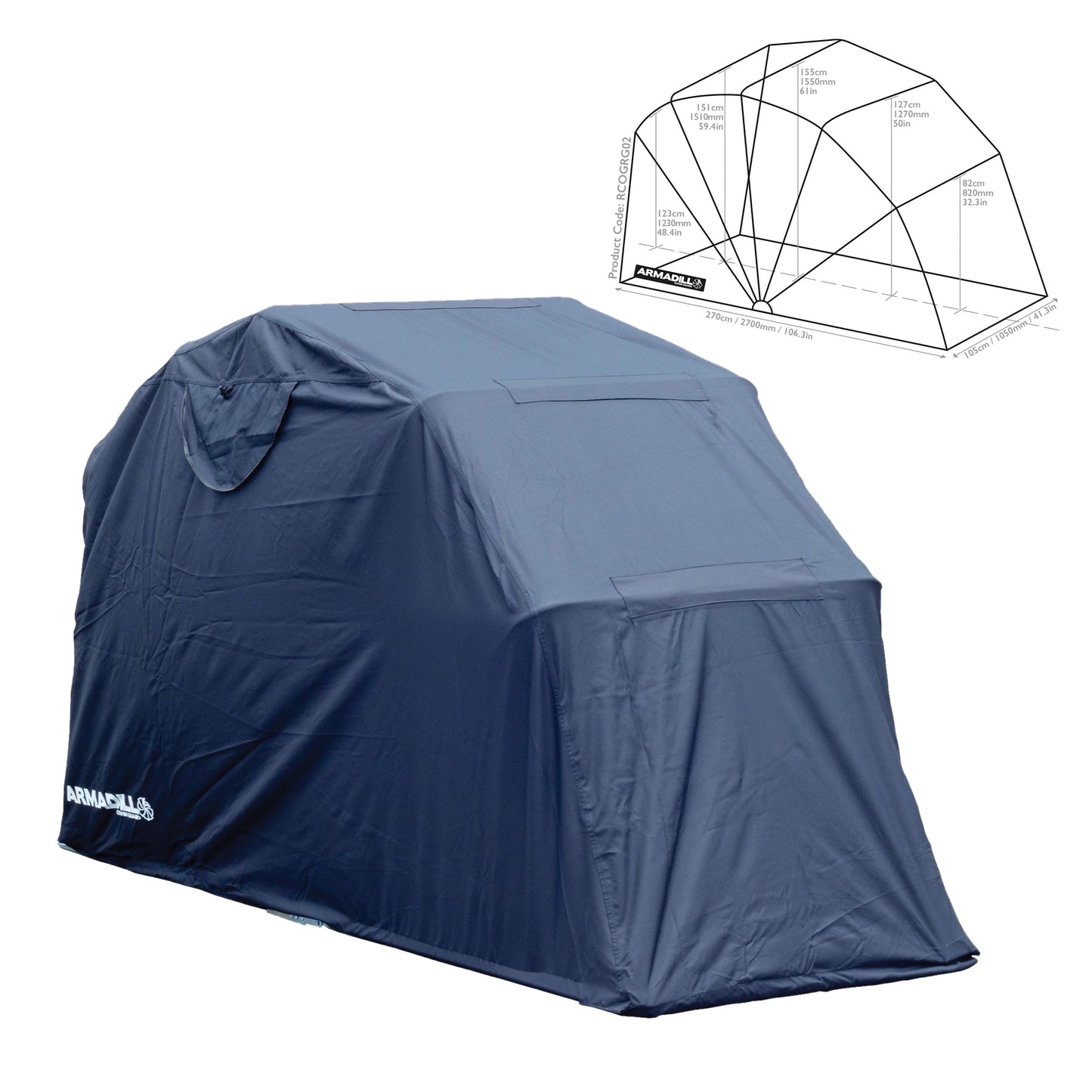 Armadillo Motorcycle Garage Shelter - Small (270cm X 105cm X 155cm)