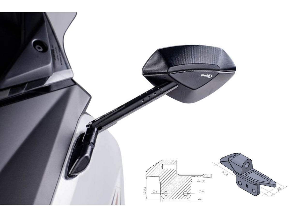 Puig Rearview Mirror Adaptor To Semi Fairing Base LHS (Black)