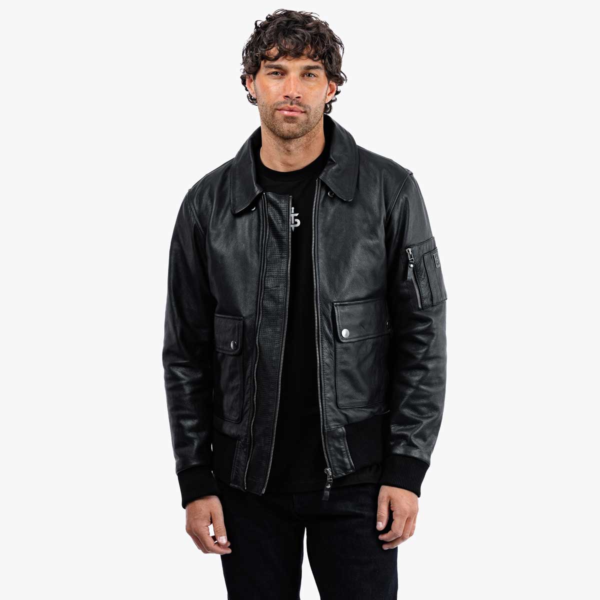 Spada Turbine CE Leather Bomber Jacket Black