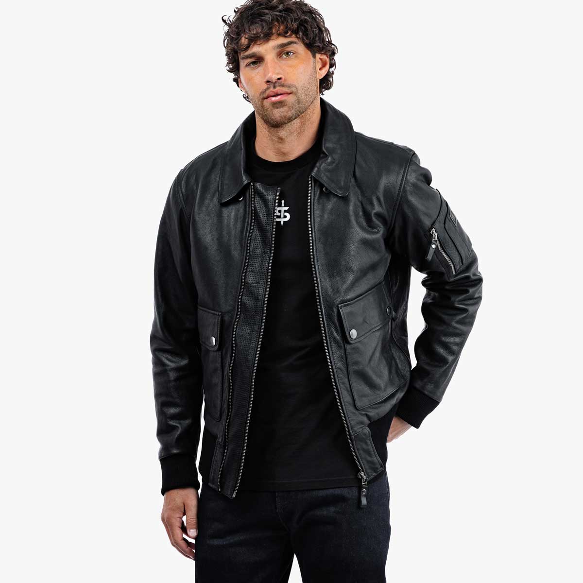 Spada Turbine CE Leather Bomber Jacket Black