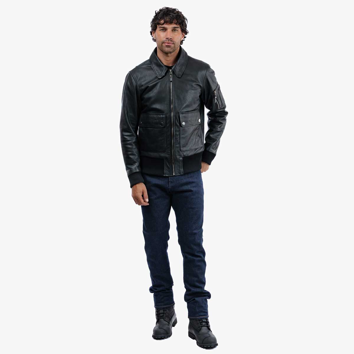 Spada Turbine CE Leather Bomber Jacket Black